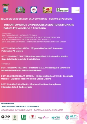 Policoro ospita il convegno “Tumori ovarici: un percorso multidisciplinare – Salute, Prevenzione e Territorio”