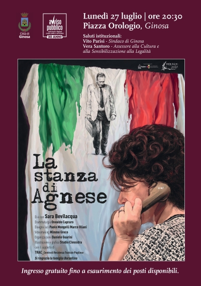 “La stanza di Agnese” : il 27 luglio a Ginosa lo spettacolo dedicato a Paolo Borsellino
