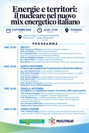 Energie e territori: il nucleare nel nuovo mix energetico italiano. A Potenza confronto su energia nucleare, industria, ricerca e formazione
