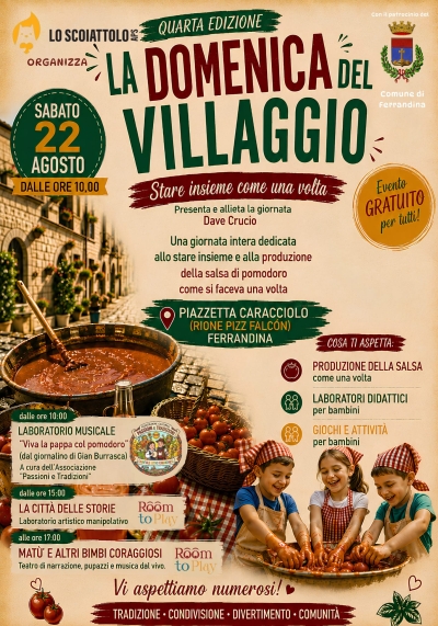 A Ferrandina torna “La Domenica del Villaggio”: tradizione, comunità e divertimento per grandi e piccoli.