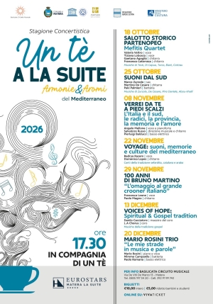 A Matera “Un tè alla suite” 2026: sette concerti per raccontare il Mediterraneo