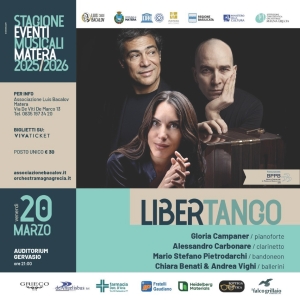 Libertango: a Matera la magia del tango di Piazzolla tra musica e danza Venerdì 20 marzo 2026